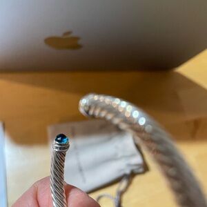 David Yurman Silver Bracelet with Blue Accent